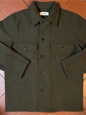 Buck Mason Men’s Olive Merino Wool Felted Field Shirt Button-Up Jacket Sz M (L)